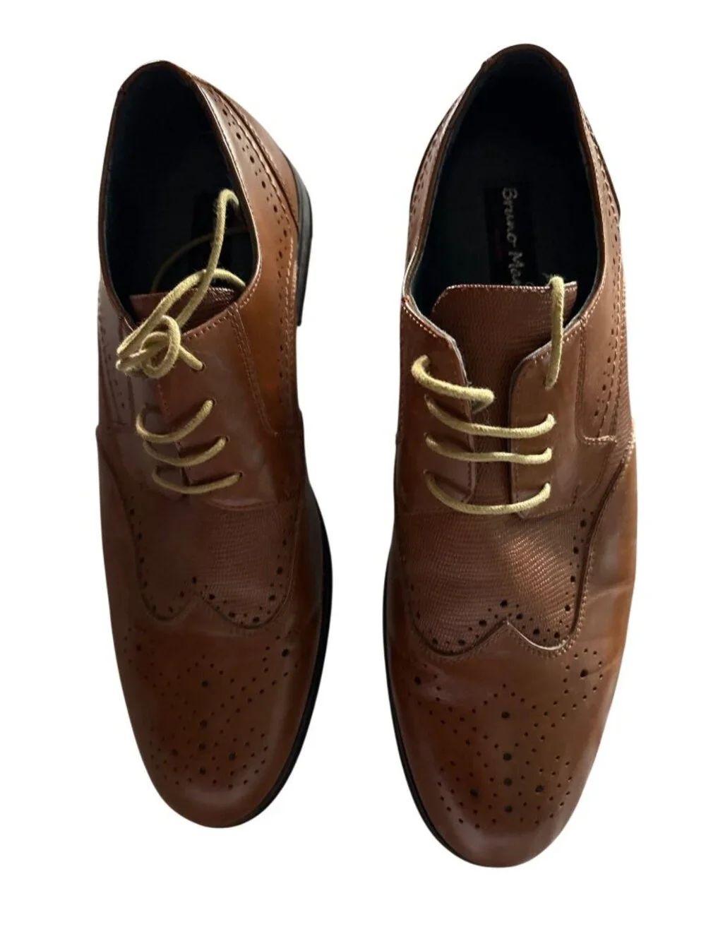 Bruno Marc Brown Leather Oxford Dress Shoes Brogue Size 12 Mens Formal Lace-Up
